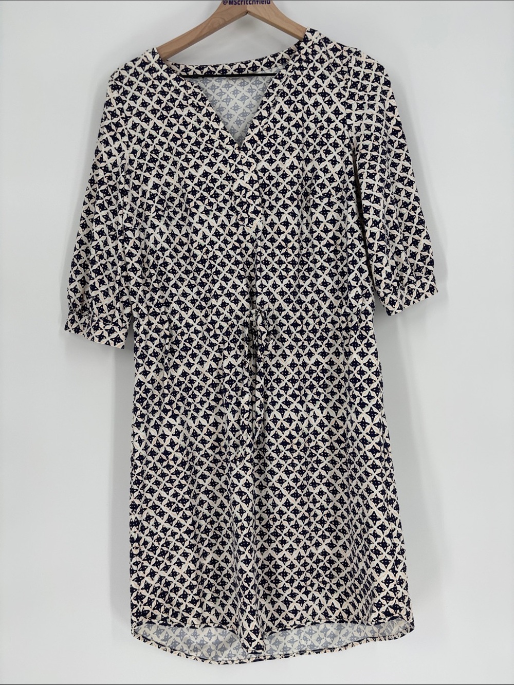 Ellie Kai blue pink print dress 8